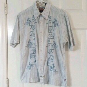 VTG English Laundry Large Men's Embroidered Short Sleeve Button Up Striped Shirt